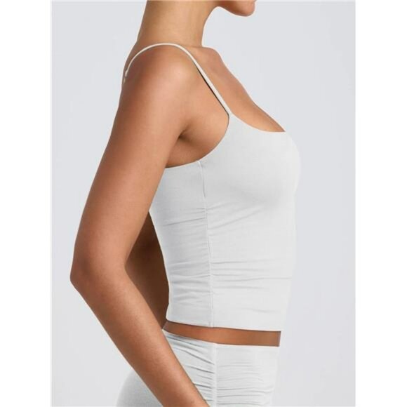 Scoop Neck Double Lined Tank Top Adjustable Cami Sleeveless Slim Fit Shirt - Picture 4 of 7